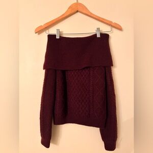 H&M Off-Shoulder Dark Red Sweater